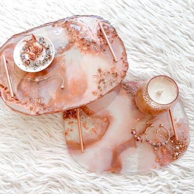 Blush & Rose Gold Resin Tray