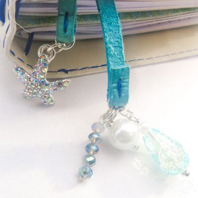 Ocean Dangle Charm Leather Bookmark