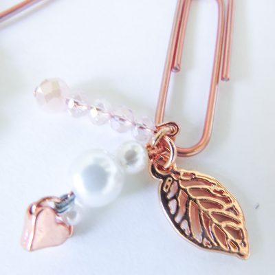 3 Boho Floral Dangle Paper Clips with Charms and Beads