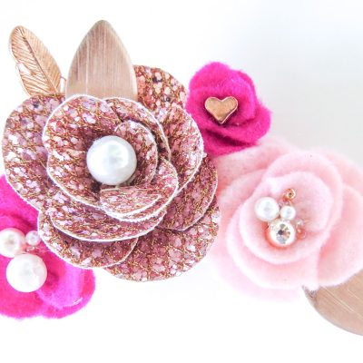 Large Rose Gold with Pink Flowers Floral Swag